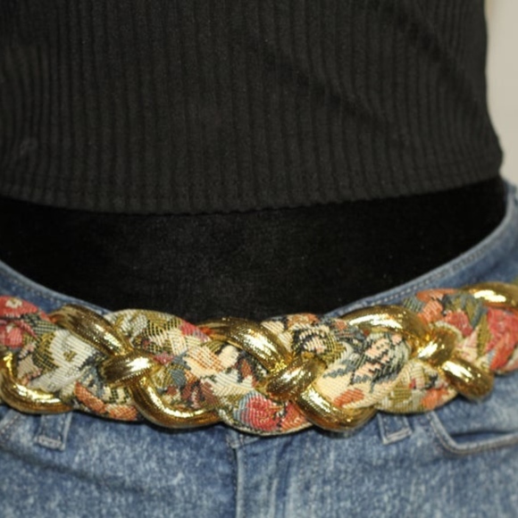 Floral Gold & Green Vintage Belt main image 5